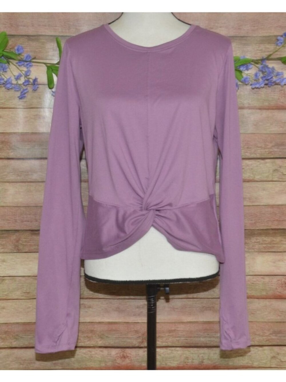 Free Fly Womens XL Twist-Front Long Sleeve Top Purple Athletic Athleisure MINT